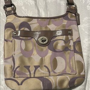 Coach Signature Shoulder Bag - Purple and Tan